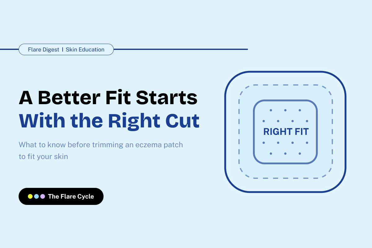 Flare Digest banner on trimming an eczema patch.